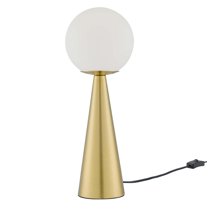 EEI-5621-WHI-SBR Apex Glass Globe Glass Table Lamp - White Satin Brass By Modway