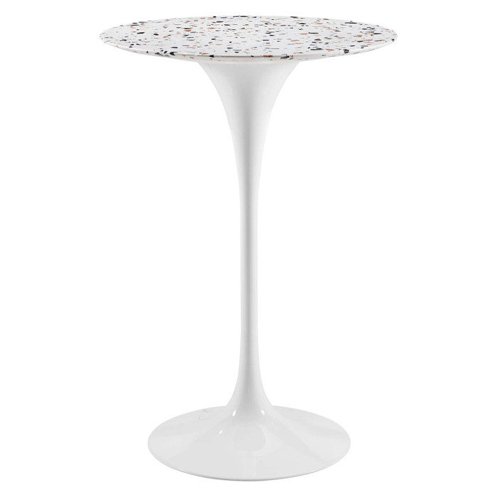 EEI-5707-WHI-WHI Lippa 28" Round Terrazzo Bar Table - White White By Modway