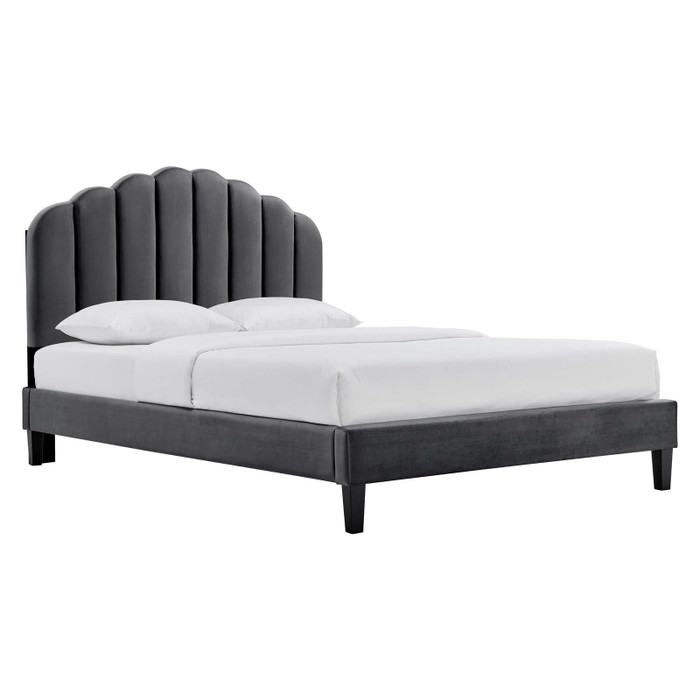 MOD-7043-CHA Daisy Performance Velvet Twin Platform Bed - Charcoal By Modway