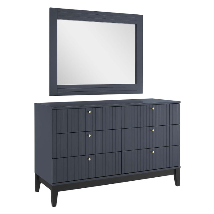 MOD-6960-BLU Dakota Dresser And Mirror - Blue By Modway