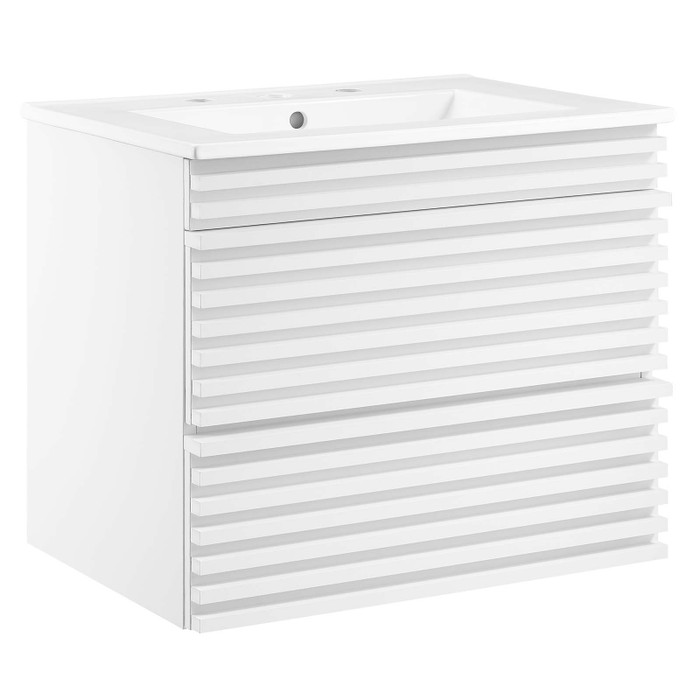 EEI-4433-WHI-WHI Render 24" Wall-Mount Bathroom Vanity - White White By Modway