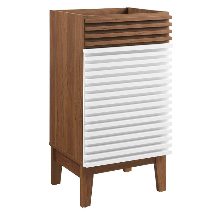 EEI-4849-WHI-WAL Render 18" Bathroom Vanity Cabinet - White Walnut By Modway
