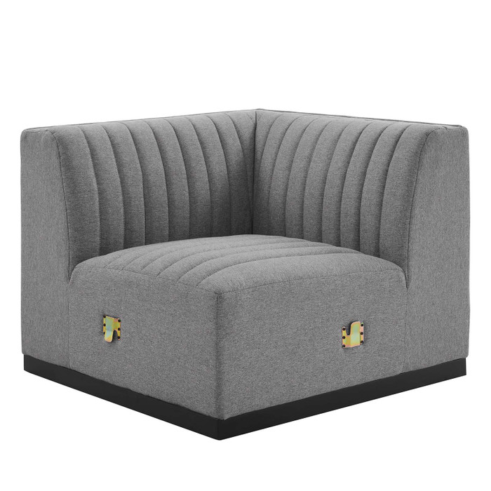 EEI-5497-BLK-LGR Conjure Channel Tufted Upholstered Fabric Left Corner Chair - Black Light Gray By Modway