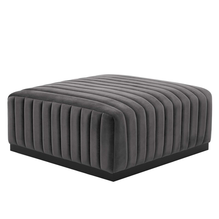 EEI-5500-BLK-GRY Conjure Channel Tufted Performance Velvet Ottoman - Black Gray By Modway