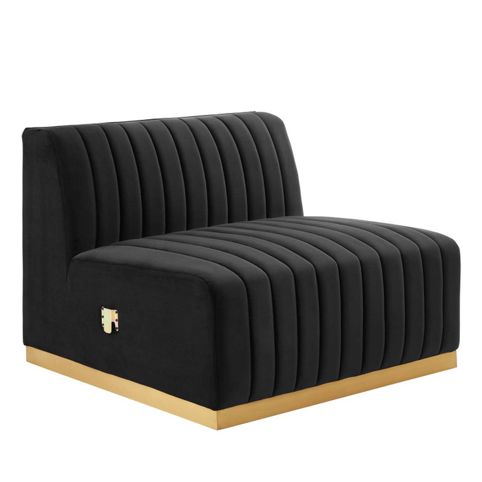 EEI-5504-GLD-BLK Conjure Channel Tufted Performance Velvet Armless Chair - Gold Black By Modway