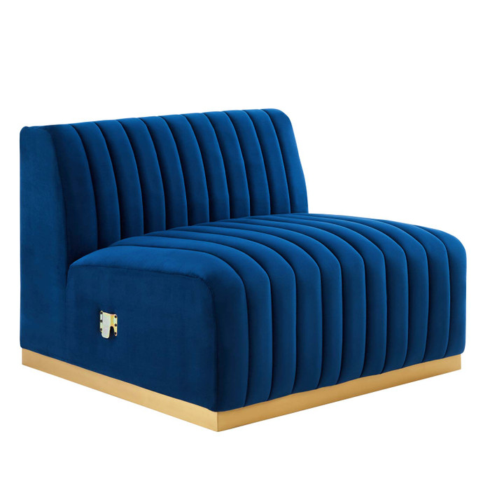 EEI-5504-GLD-NAV Conjure Channel Tufted Performance Velvet Armless Chair - Gold Navy By Modway