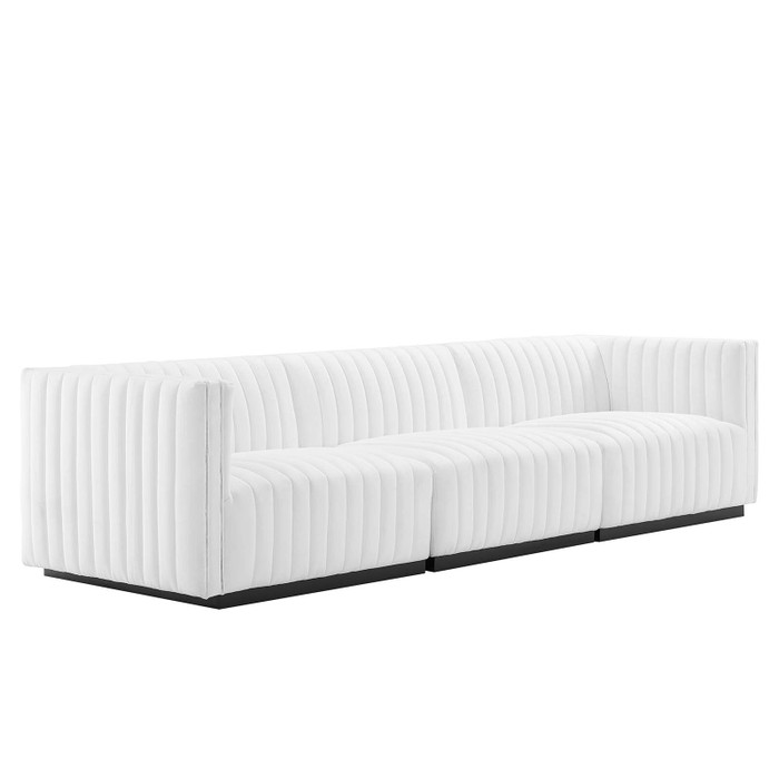 EEI-5787-BLK-WHI Conjure Channel Tufted Upholstered Fabric Sofa - Black White By Modway