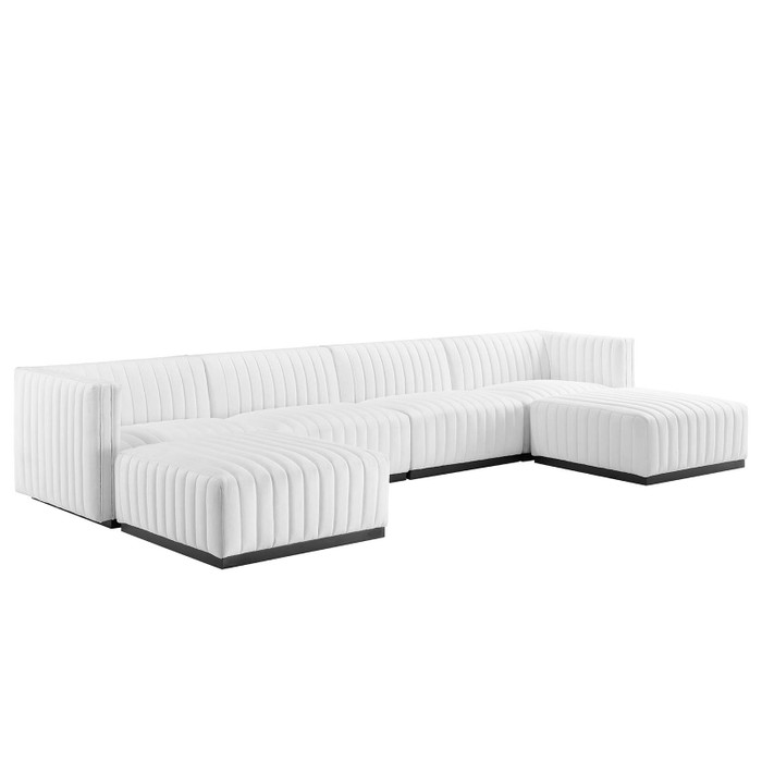 EEI-5790-BLK-WHI Conjure Channel Tufted Upholstered Fabric 6-Piece Sectional Sofa - Blackwhite By Modway