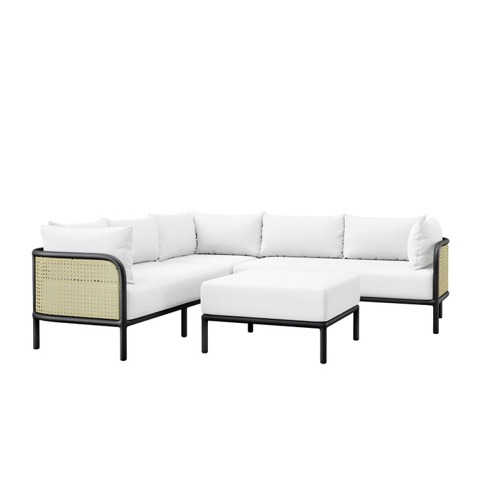 EEI-5803-IVO-WHI Hanalei Outdoor Patio 4-Piece Sectional - Ivory White By Modway