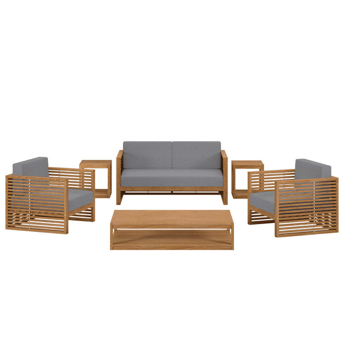 EEI-5836-NAT-GRY Carlsbad 6-Piece Teak Wood Outdoor Patio Outdoor Patio Set - Natural Gray By Modway