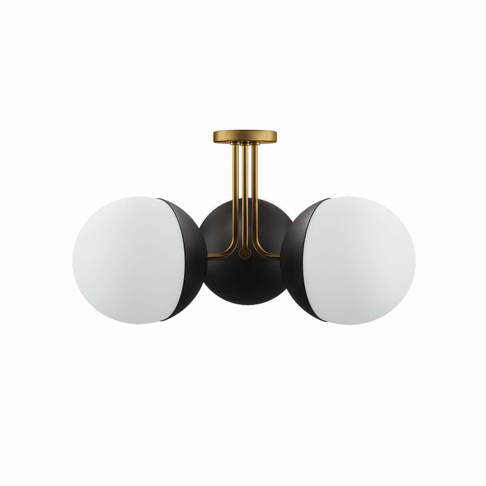 EEI-5656-OPA-SBR Stellar 3-Light Semi-Flush Ceiling Light - Opal Satin Brass By Modway