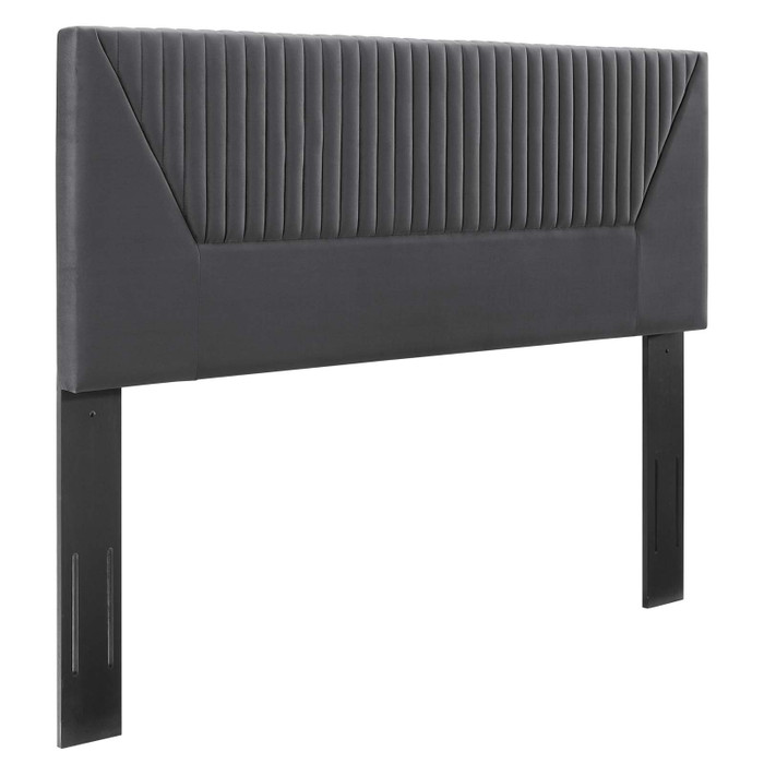 MOD-6668-CHA Patience Channel Tufted Performance Velvet Full/Queen Headboard - Charcoal By Modway