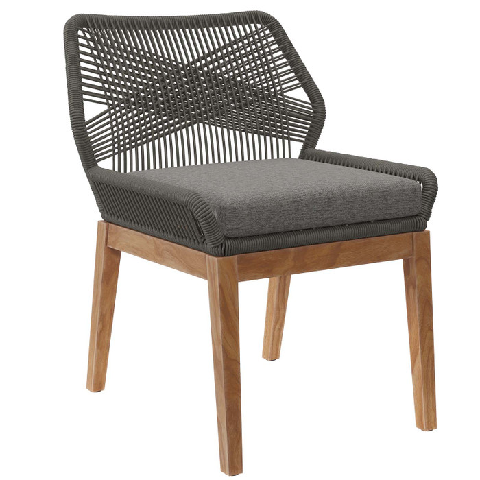 EEI-5747-GRY-GPH Wellspring Outdoor Patio Teak Wood Dining Chair - Gray Graphite By Modway