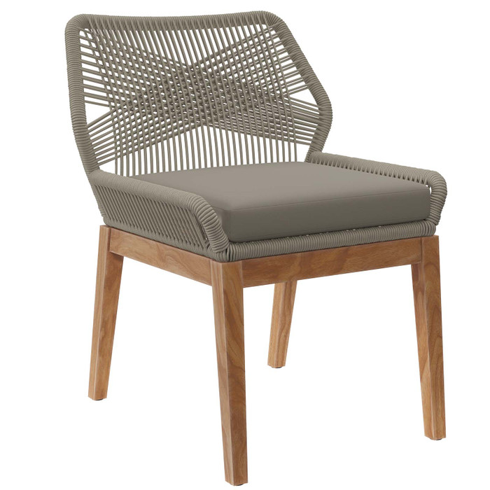 EEI-5747-LGR-GRG Wellspring Outdoor Patio Teak Wood Dining Chair - Light Gray Greige By Modway