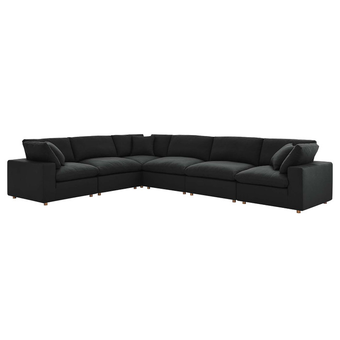 EEI-3361-BLK Commix Down Filled Overstuffed 6 Piece Sectional Sofa Set - Black By Modway