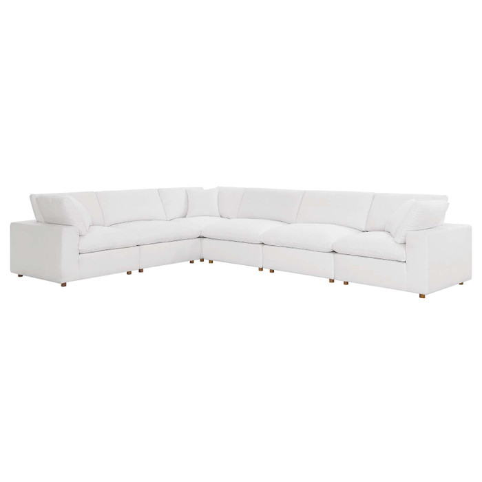 EEI-3361-PUW Commix Down Filled Overstuffed 6 Piece Sectional Sofa Set - Pure White By Modway