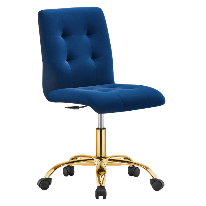 EEI-4973-GLD-NAV Prim Armless Performance Velvet Office Chair - Gold Navy By Modway