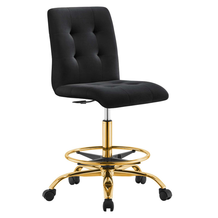 EEI-4977-GLD-BLK Prim Armless Performance Velvet Drafting Chair - Gold Black By Modway