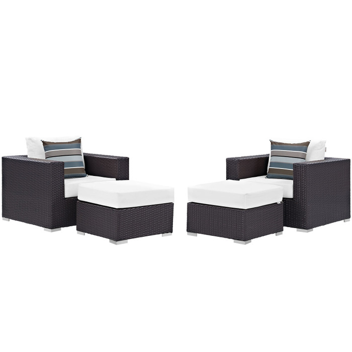 EEI-2367-EXP-WHI-SET Convene 4 Piece Outdoor Patio Sectional Set - Espresso White By Modway