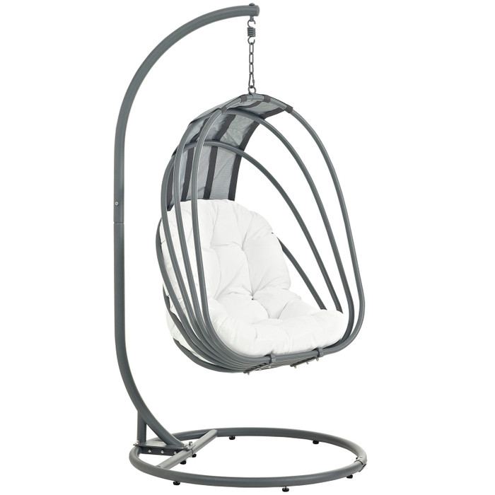 EEI-2275-WHI-SET Whisk Outdoor Patio Swing Chair With Stand - White By Modway