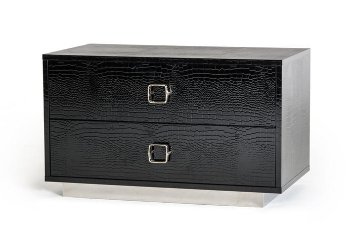 A&X Victoria Modern Black Crocodile Nightstand VGUNAW324-80-BLK