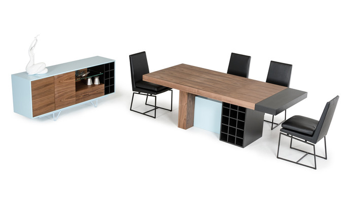 Modrest Aegean Modern Walnut And Teal Dining Table VGBBMI1410