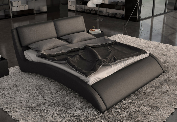 Queen Volo Modern Eco-Leather Bed With Curves VGINVOLO-Q