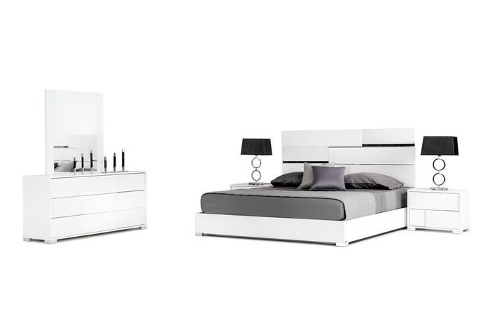 Queen Modrest Ancona Italian Modern White Bedroom Set VGACANCONA-SET-WHT-Q