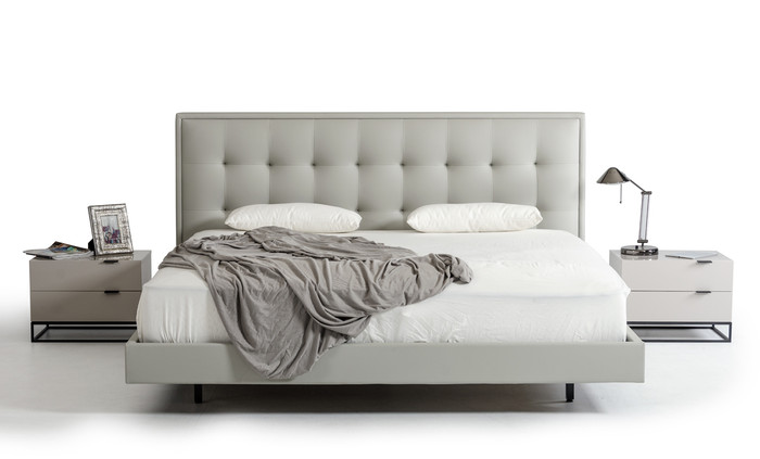 Queen Modrest Hera Modern Grey Leatherette Bed VGCNHERA-BED-Q