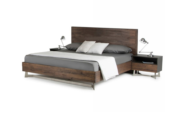 Queen Modrest Wharton Modern Dark Aged Oak Bed VGEDWHARTON-BED-Q