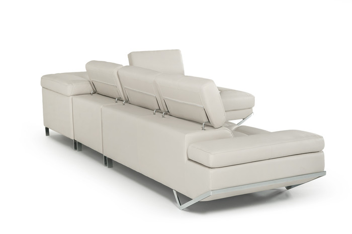 Divani Casa Quebec Modern Light Grey Eco-Leather Large Sectional Sofa VGKN8488A-LTGRY