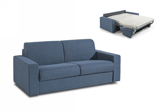 Modrest Made In Italy Urrita - Modern Blue Fabric Sofa Bed With Full Size Mattress VGACURRITA-Q-BLUE