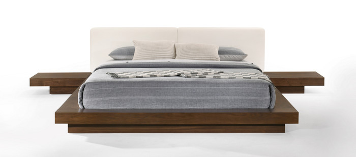 Modrest Tokyo - Queen Contemporary Walnut And White Platform Bed VGMABR-90-WAL-WHT-Q