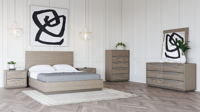 Queen Modrest Samson - Contemporary Grey & Silver Bedroom Set VGLBHAMI-SET-Q