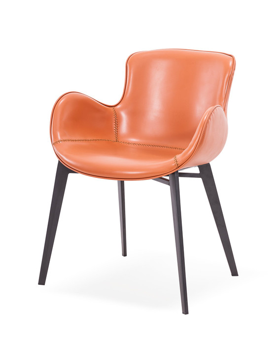Modrest Tayla - Modern Cognac Eco-Leather Dining Chair VGHR3636-COGNAC-DC