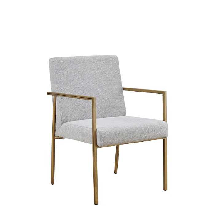 Modrest Burnham - Modern White & Brass Arm Dining Chair VGGA-6960CH-1-WHT-B-DC
