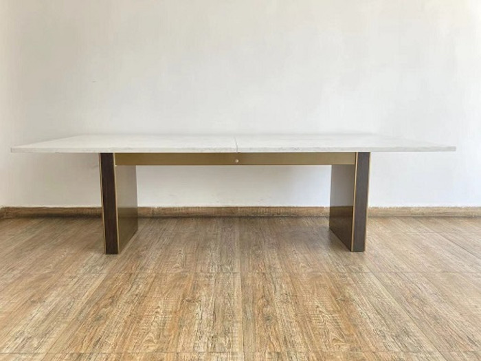 Modrest Auer - White Marble & Gold Dining Table VGGM-DT-VALDERA-DT