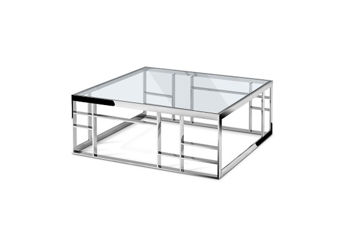 Modrest Stephen - Modern Glass & Stainless Steel Square Coffee Table VGHB-341E