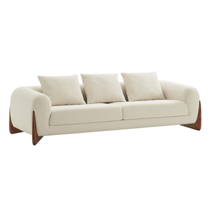 Modrest Fleury - Contemporary Cream Fabric And Walnut Sofa VGCS-21073-SO