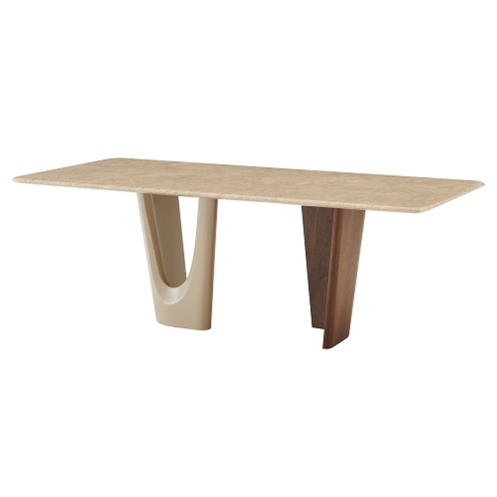 Modrest Brianna - Contemporary Marble And Cream/Walnut Dining Table VGCS-DT-21076