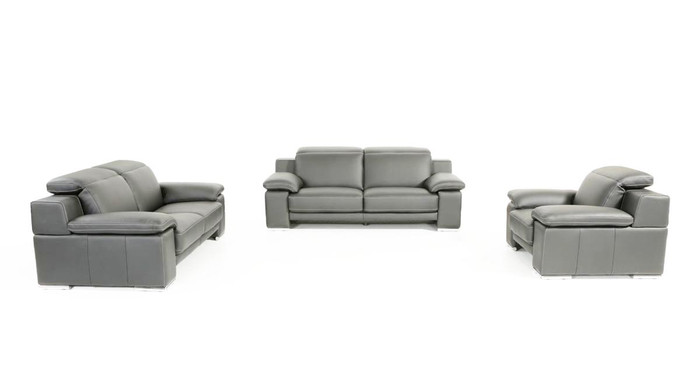 Estro Salotti Evergreen Modern Stone Grey Italian Leather Sofa Set VGNT-EVERGREEN-SGRY