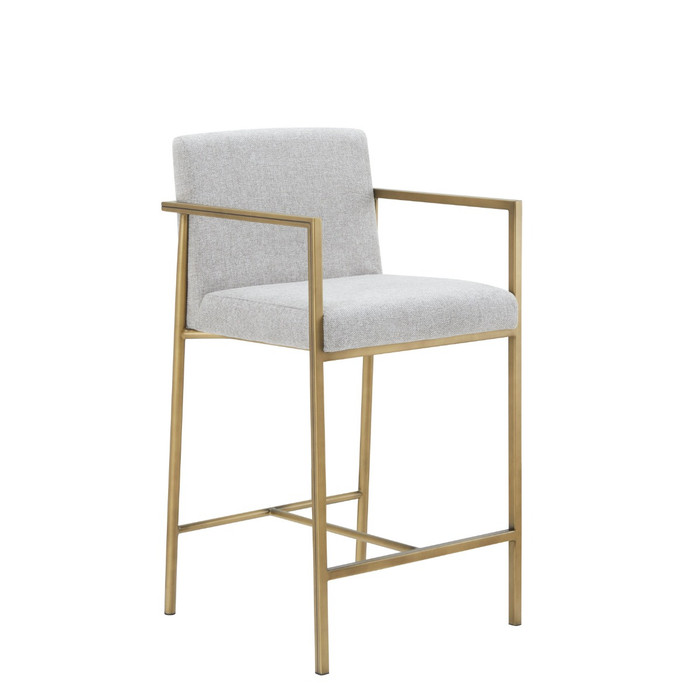 Modrest Burnham- Contemporary Off White Fabric + Brass Counter Stool VGGA-6960CH-C-CS