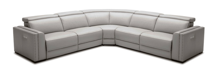 Modrest Frazier - Modern Light Grey Leather Sectional Sofa With Recliners VGKM-KM268H-LG-GRY-SECT