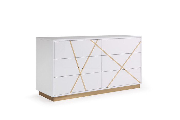 Modrest Nixa Modern Wide White And Gold Dresser VGVCJ1909-D-WHT-1-W