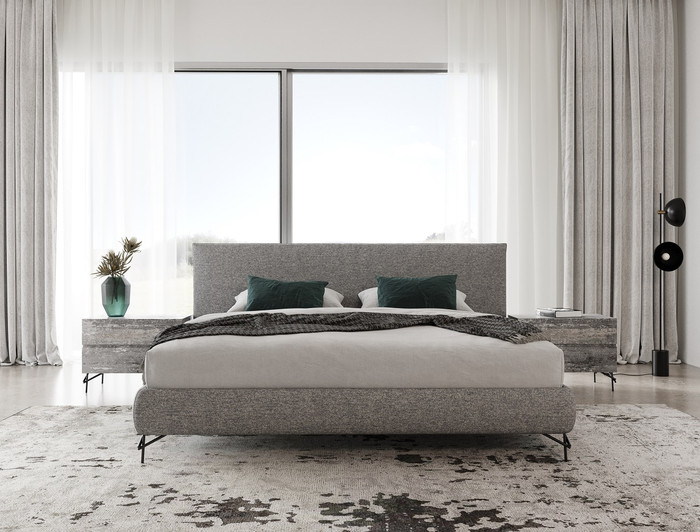 Nova Domus Aria - Italian Modern Multi Grey Bed And Two Nightstands VGAC-ARIA-BED-BN