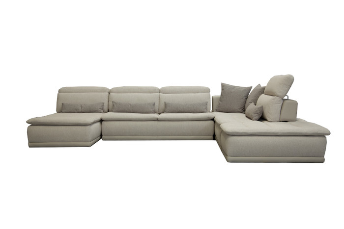 David Ferrari Panorama - Italian Modern Taupe Grey Fabric And Leather Modular Sectional Sofa VGFT-PANORAMA-TG