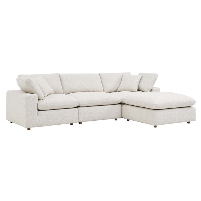 EEI-6363-IVO Commix Down Filled Overstuffed Boucle Fabric 4-Piece Sectional Sofa - Ivory By Modway