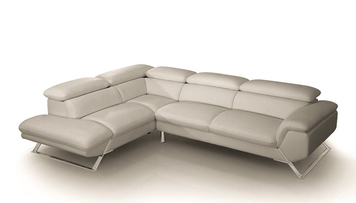 Divani Casa Seth - Modern Light Grey Leather Left Facing Sectional Sofa VGBNS-9220-LTGRY-LAF