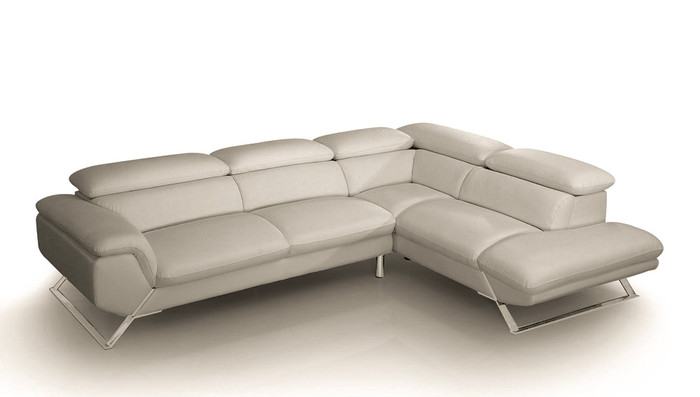 Divani Casa Seth - Modern Light Grey Leather Right Facing Sectional Sofa VGBNS-9220-LTGRY-RAF
