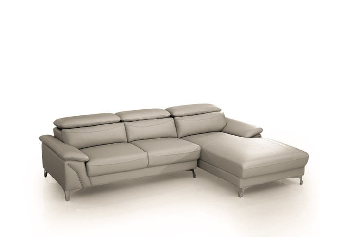 Divani Casa Sura - Modern Light Grey Leather Right Facing Sectional Sofa VGBNS-1812-LTGRY-RAF